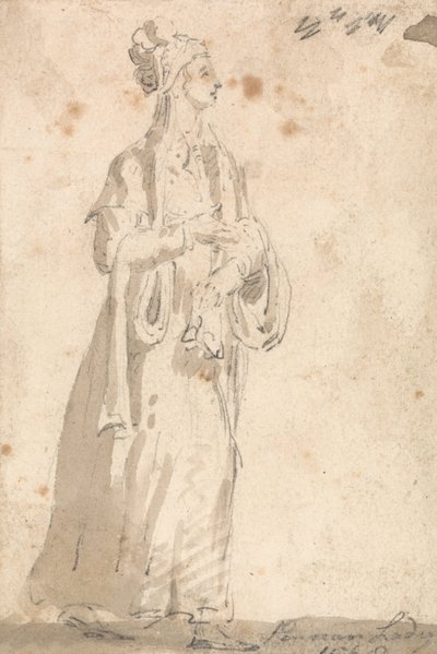 Figure Costume Study- Persian Lady in 1568 by Thomas Girtin